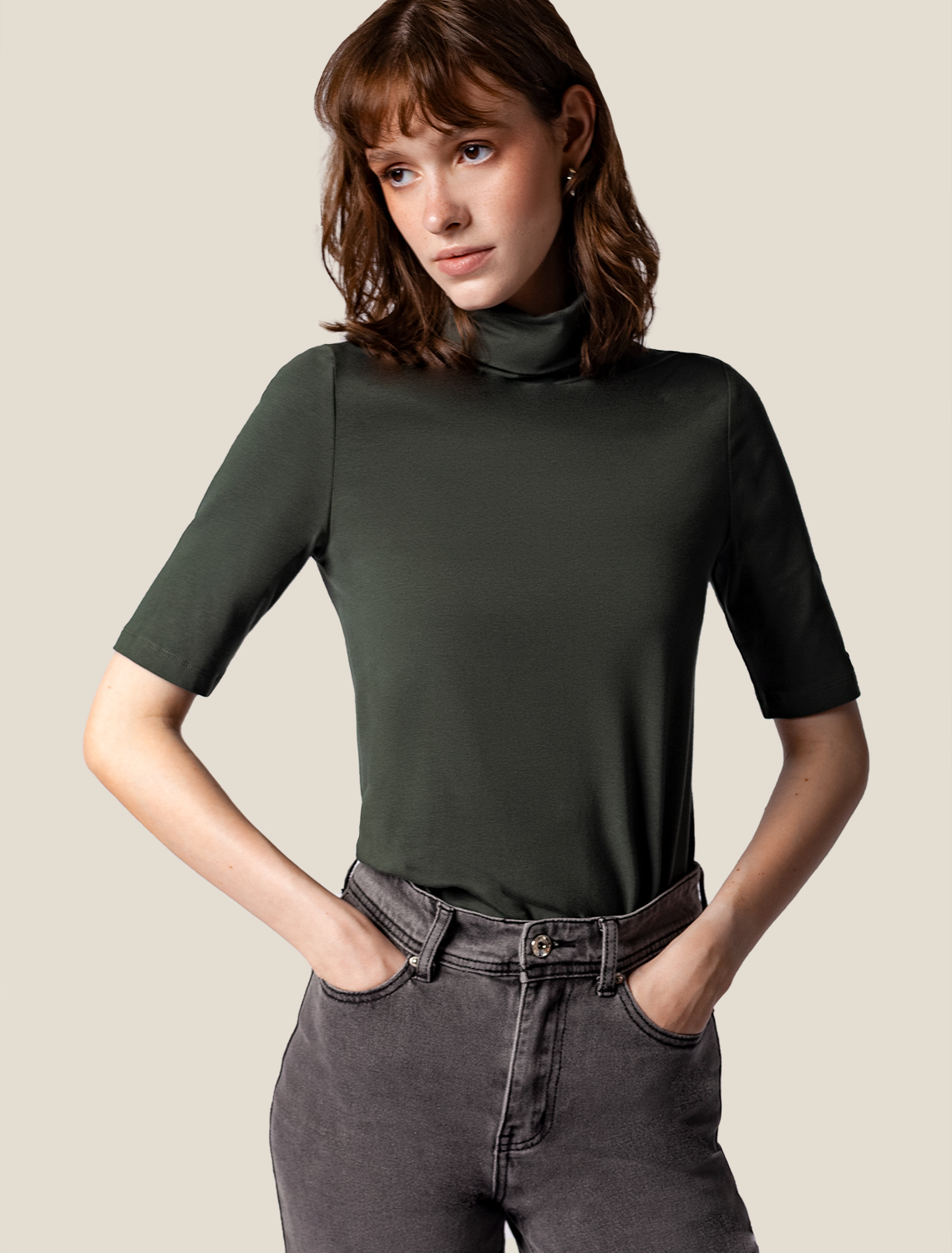картинка Джемпер женский темно-оливковый магазин Одежда+ являющийся официальным дистрибьютором в России 