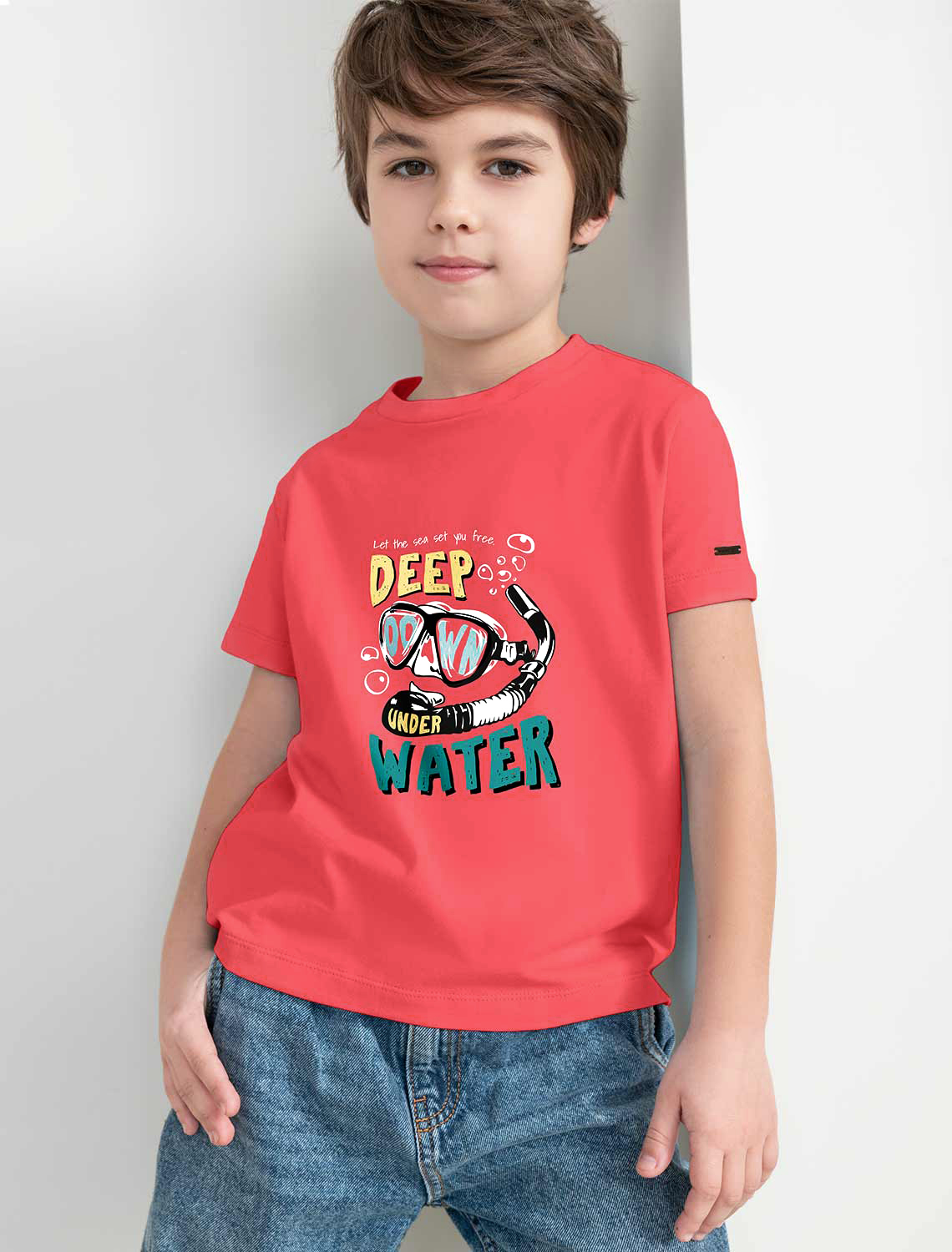 картинка Футболка для мальчика коралловый_deep_water от магазина Одежда+