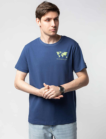 картинка Футболка мужская синий_wanderlust магазин Одежда+ являющийся официальным дистрибьютором в России 